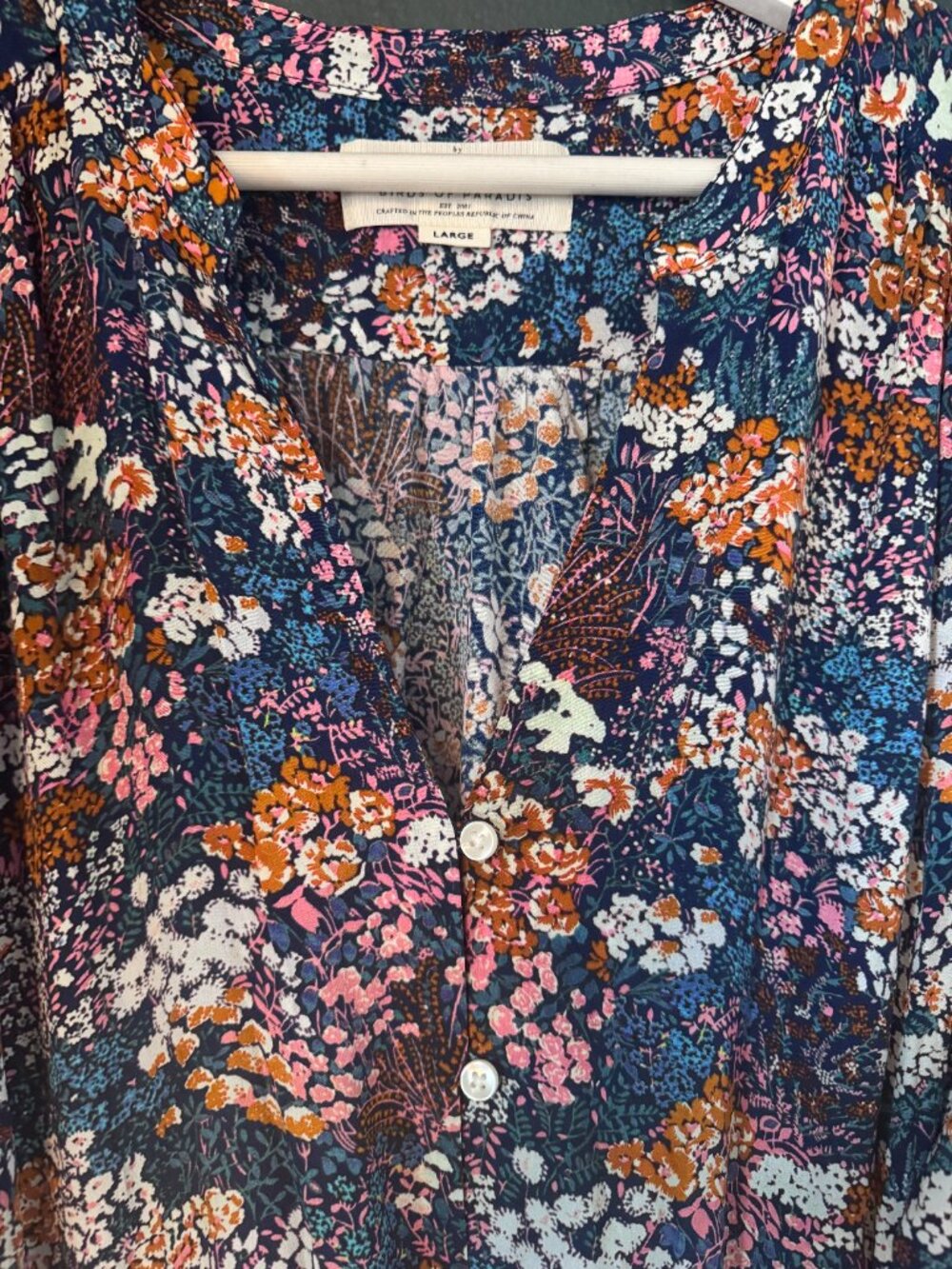 NWT Trovata Birds of Paradis Viscose Silk Long Sleeve Maxi Dress wPOCKETS! - Picture 5 of 6